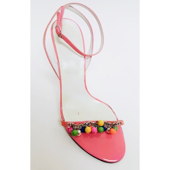 Dolce Gabbana Patent Leather Strappy Beaded Heels - Picture 4 of 6